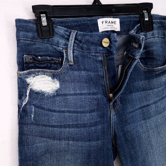 Frame Le Crop Mini Boot Cut-Leg Jeans Womens Size 24 Dark Wash Denim - Picture 3 of 16
